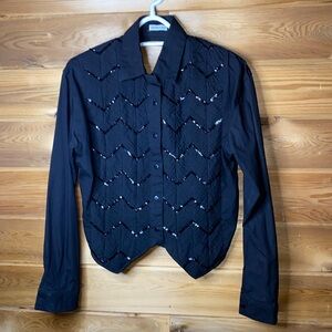 SEQUIN BLACK CROPPED BLOUSE